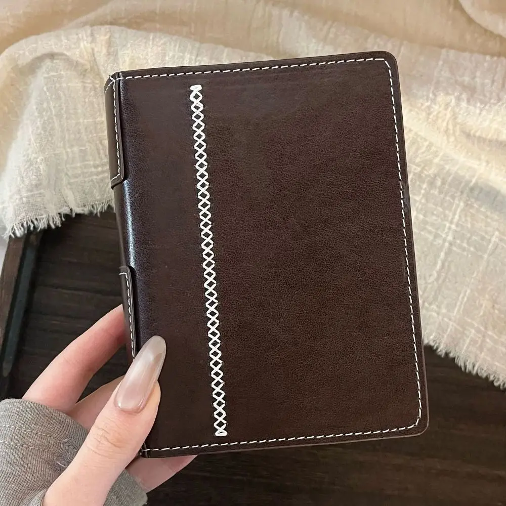 Multi Functional Retro Brown Loose-leaf Notebook A7 PU Leather Travel Journal DIY Scrapbook Notepad Travel Use
