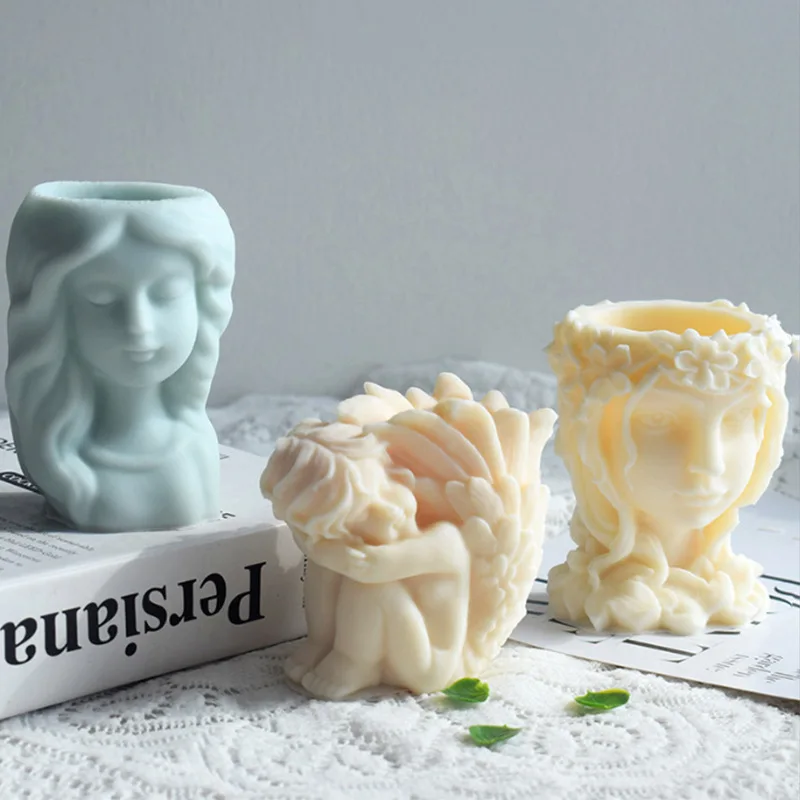 

Силиконовая форма «сделай сам» для милых девушек, цементный цветочный горшок, пластырь с изображением животных, ангелов, цветочный горшок из смолы