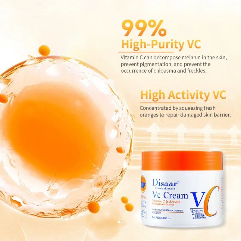 Vitamina C sbiancante lentiggini crema viso rimuovere Melasma macchie scure schiarire melanina Anti-età illuminare la cura della pelle coreana 120g