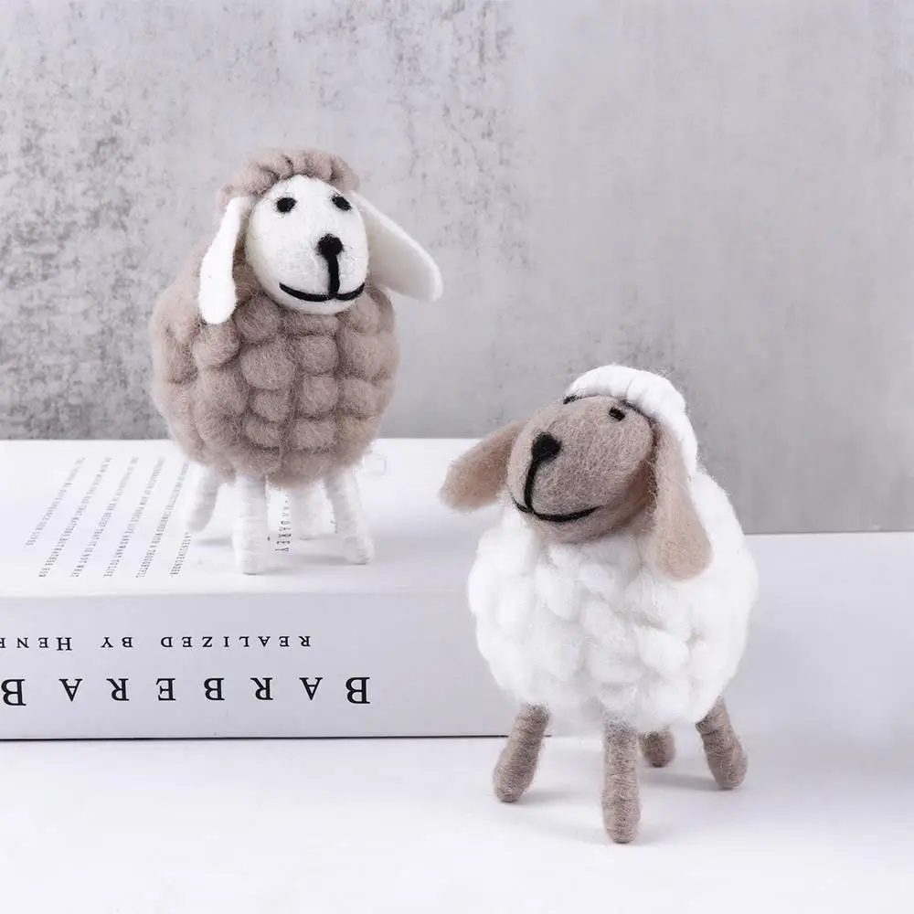 Crafts Miniatures Kid Gift Party Supplies Wool Felt Sheep Mini Table Ornament Desktop Decor Figurines Home Furnishings