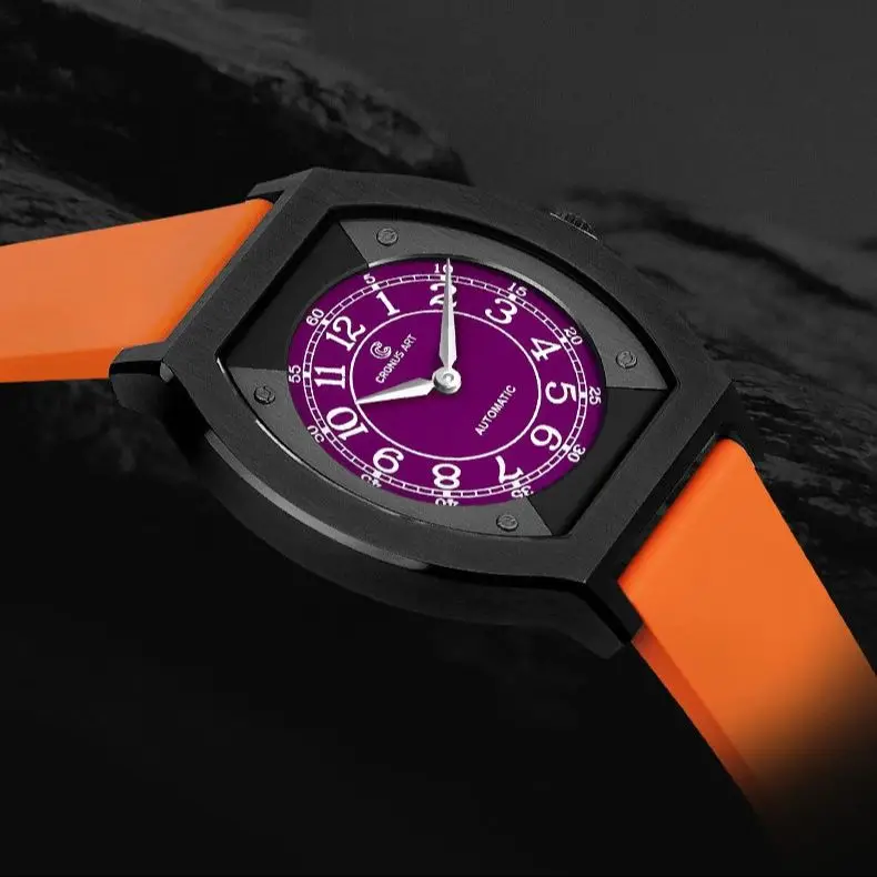 CRONUS ART クロノスアート　クロノグラフ 自動巻き CRONUSART メンズ自動巻き時計 41mm チタン製トノー型機械式腕時計 FKM
