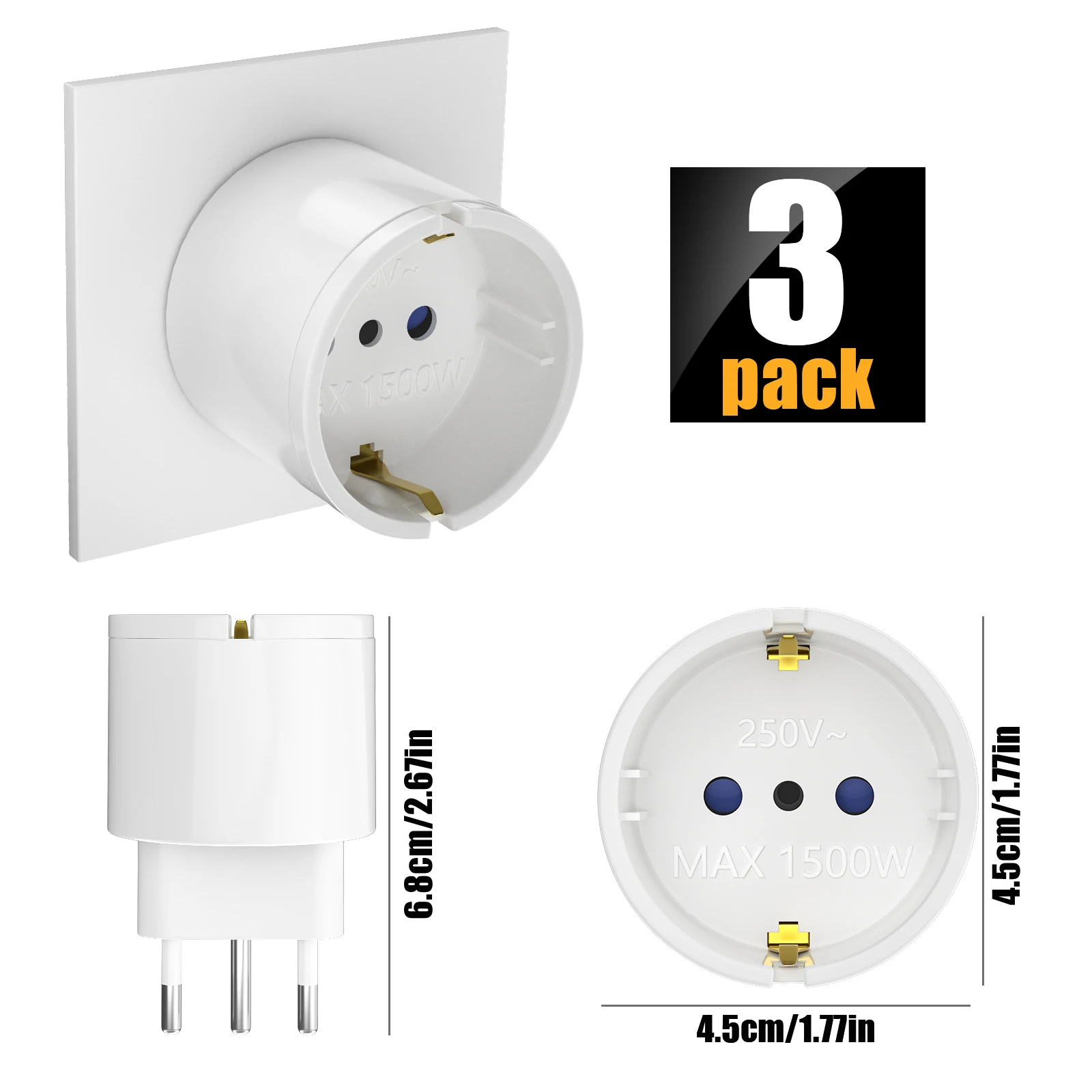 3 قطعة الاتحاد الأوروبي إلى تكنولوجيا المعلومات إيطاليا السفر محول القابس 250 فولت الأوروبي العالمي محول القابس التيار المتناوب الجدار شاحن مقبس الطاقة للسفر إيطاليا #1