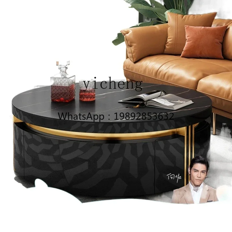 ZZ XL round Stone Plate Coffee Table Marble Nordic Modern Storage round TV Cabinet Unit