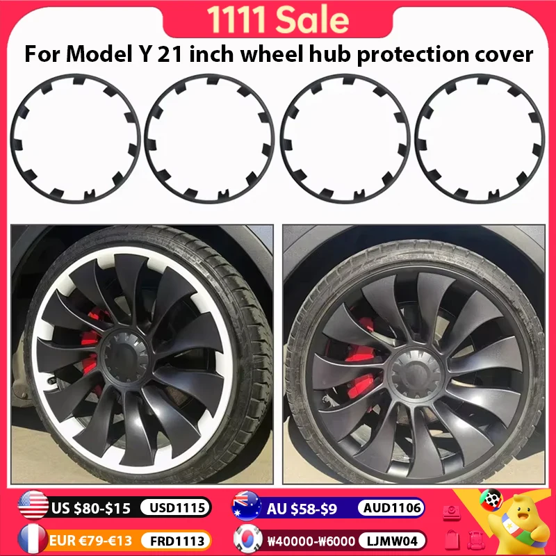 For Tesla Model Y 21 Inch Rim Wheel Hub Protection  ABS Wheel Guard Covers Accessories Auto Exterior Patch Protectors2018-2024