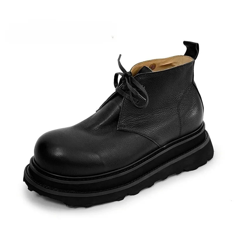 

Winter Thick Sole Wool Warm Cold Resistant Ankle Boots Male Handmade Trendy Motorcycle Chelsea Work Boots Men's Snow Boots