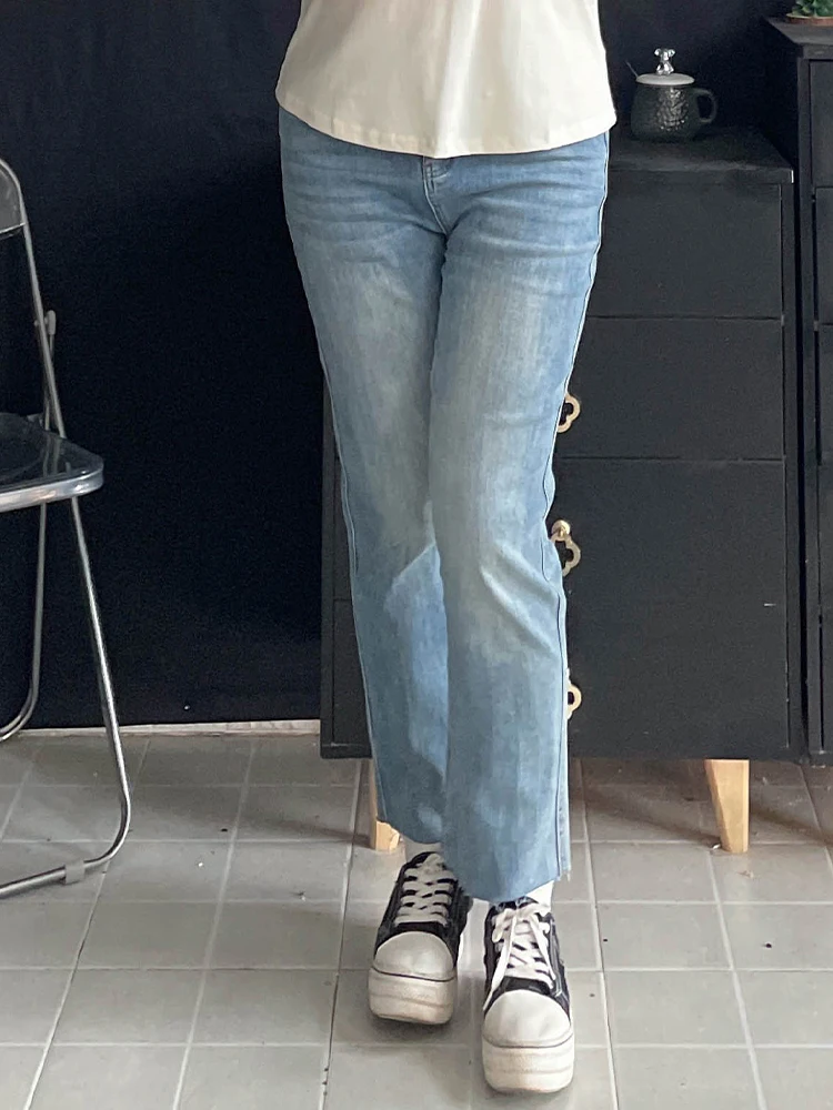 

Джинсы женские больших размеров, весенне-осенние, облегающие, с высокой талией, из хлопкового стрейч-денима, износостойкие, синие