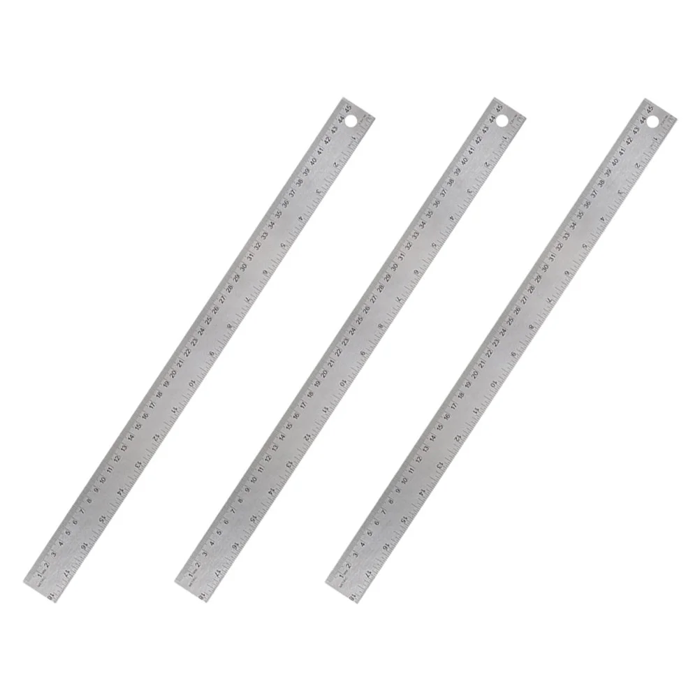 

3 Pcs Stainless Steel Cork Ruler Straight Edges Rulers Metric for Students Portable Backing Measuring