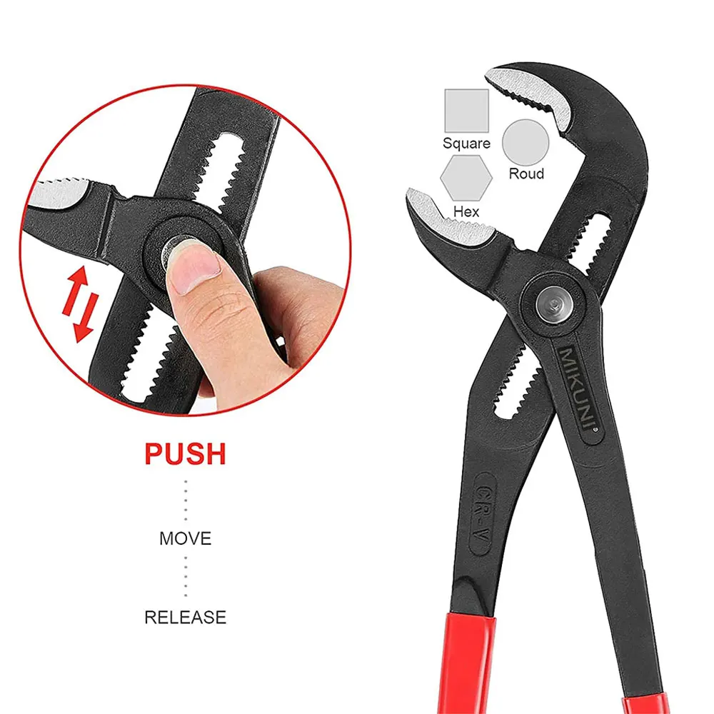 Water Pump Pliers Quick-release Plumbing Pliers Straight Jaw Groove Joint Set Combination Tools Adjustable Universal Wrench Pipe