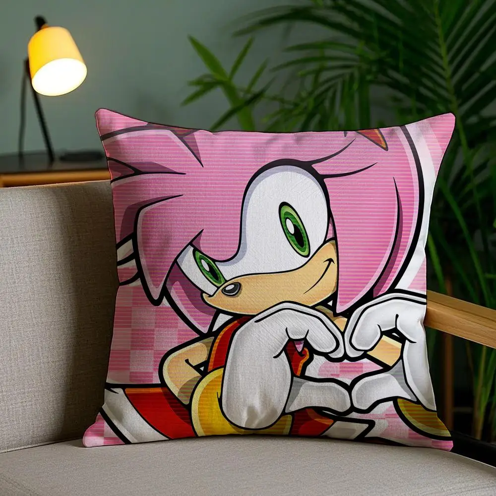 Cartoon S-SonicS Kissenbezug, Plüschstoff, weich, doppelseitig bedruckt, für Sofa, Schlafzimmer, Heimdekoration, feines Geschenk, Kissenhülle – Detail 8