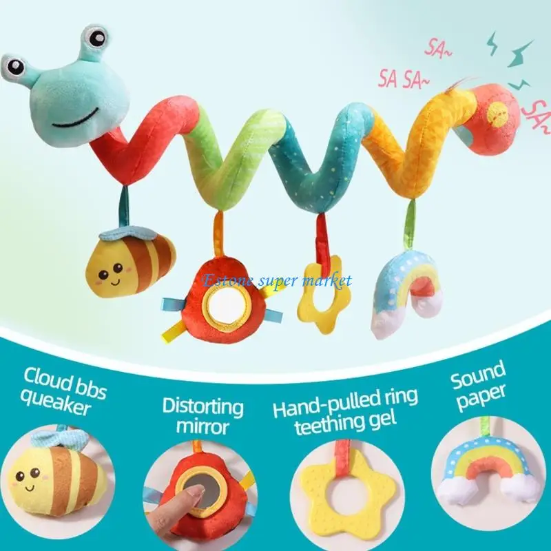 Jouet interactif suspendu en forme d'escargot 090B, hochet en tissu Design enveloppé coloré, aide à l'apprentissage précoce