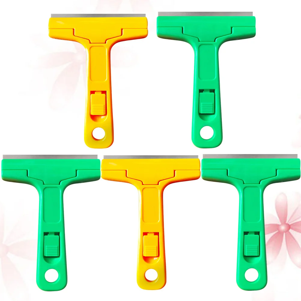 5 قطعة مكشطة التنظيف مقبض بلاستيكي الثقيلة جدار سكينة معجون للبلاط لاصق الزجاج الرخام أداة إزالة البقع أداة اليد