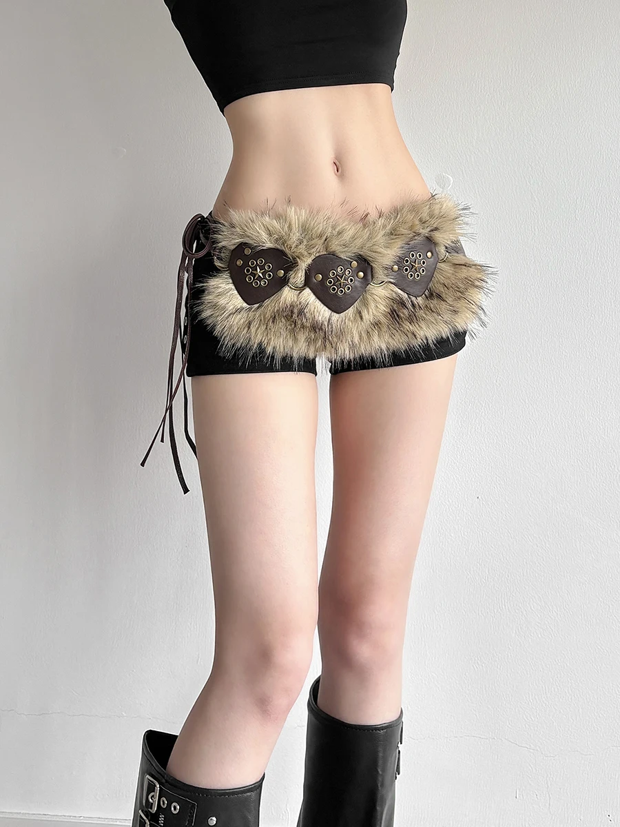 

Модные женские брюки из искусственной кожи с низкой талией, декоративным поясом и прямым кроем, повседневная одежда от WEIRD PUSS