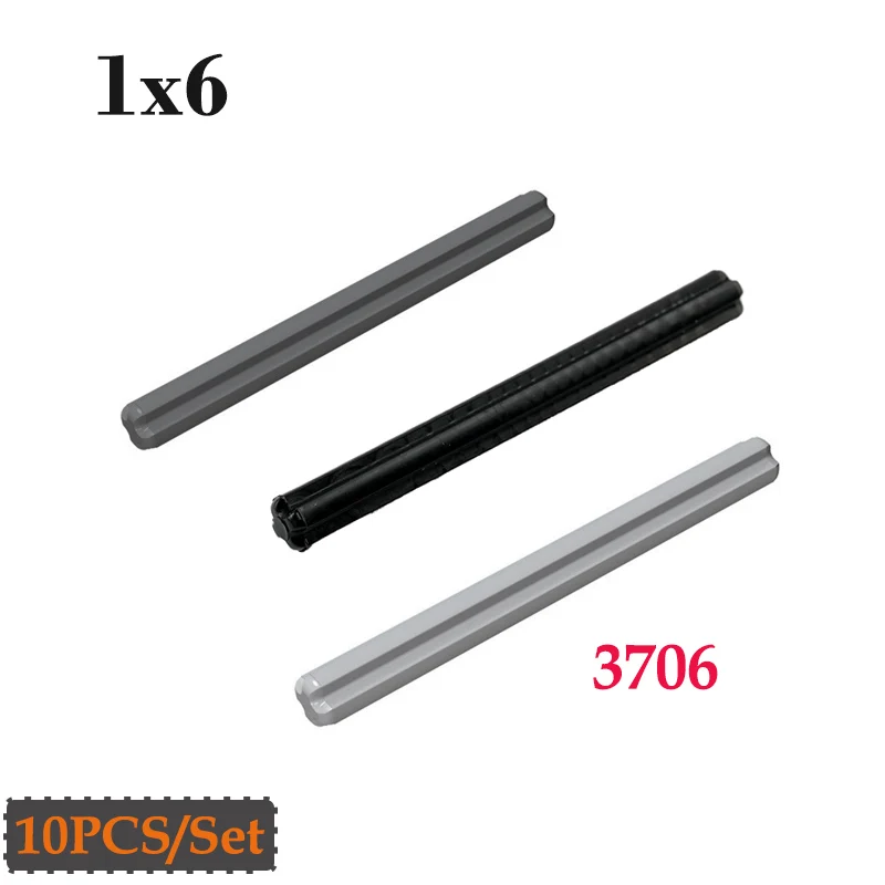

10 шт. 1x6 поперечная ось, технология, строительные блоки, детали 3706, сборка, соединительная ось, модель MOC, кирпичи, игрушки, сменный аксессуар