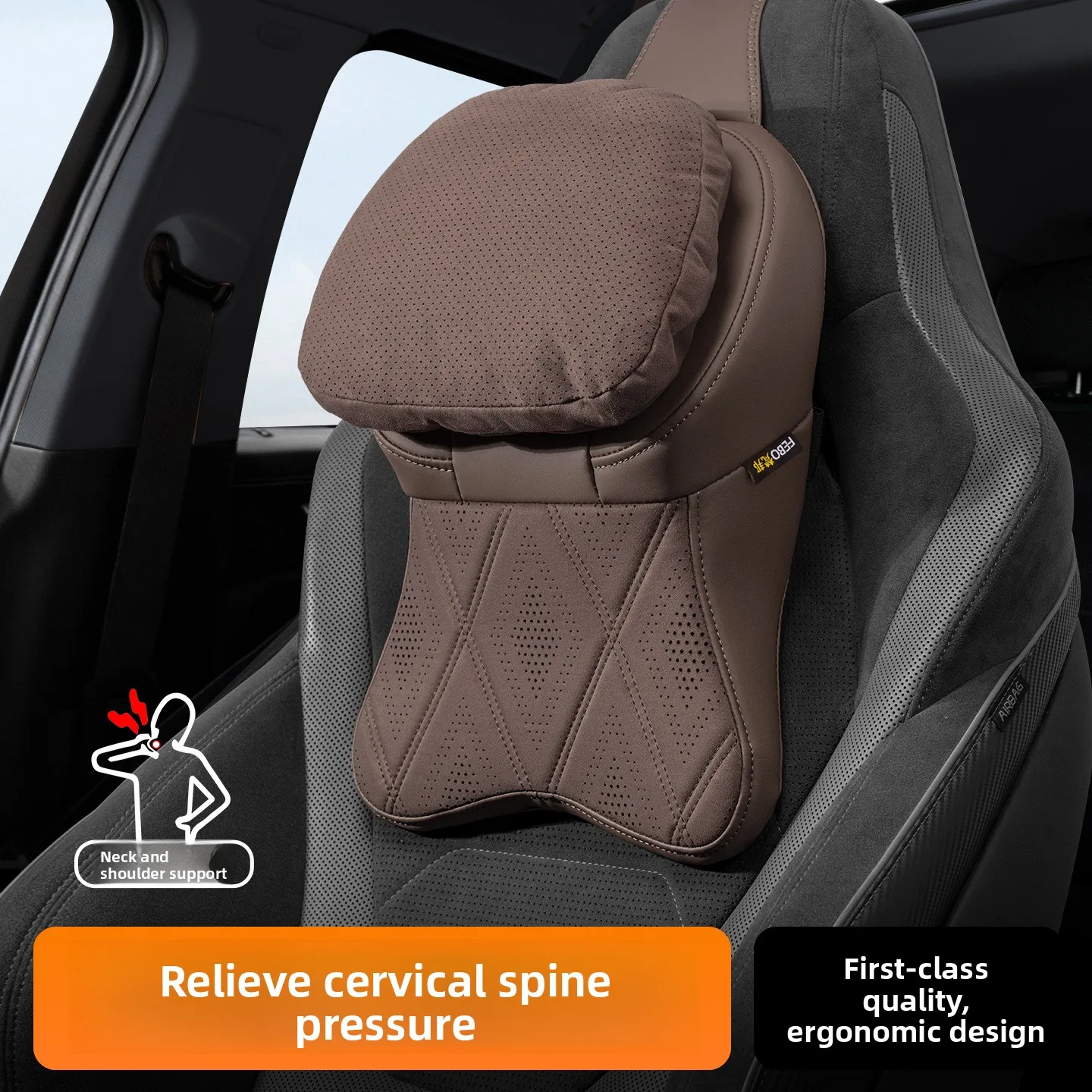 

Высококачественная универсальная подушка для подголовника автомобиля, подушка для шеи, перфорированная кожаная дышащая подушка для поясницы, автомобильная подушка