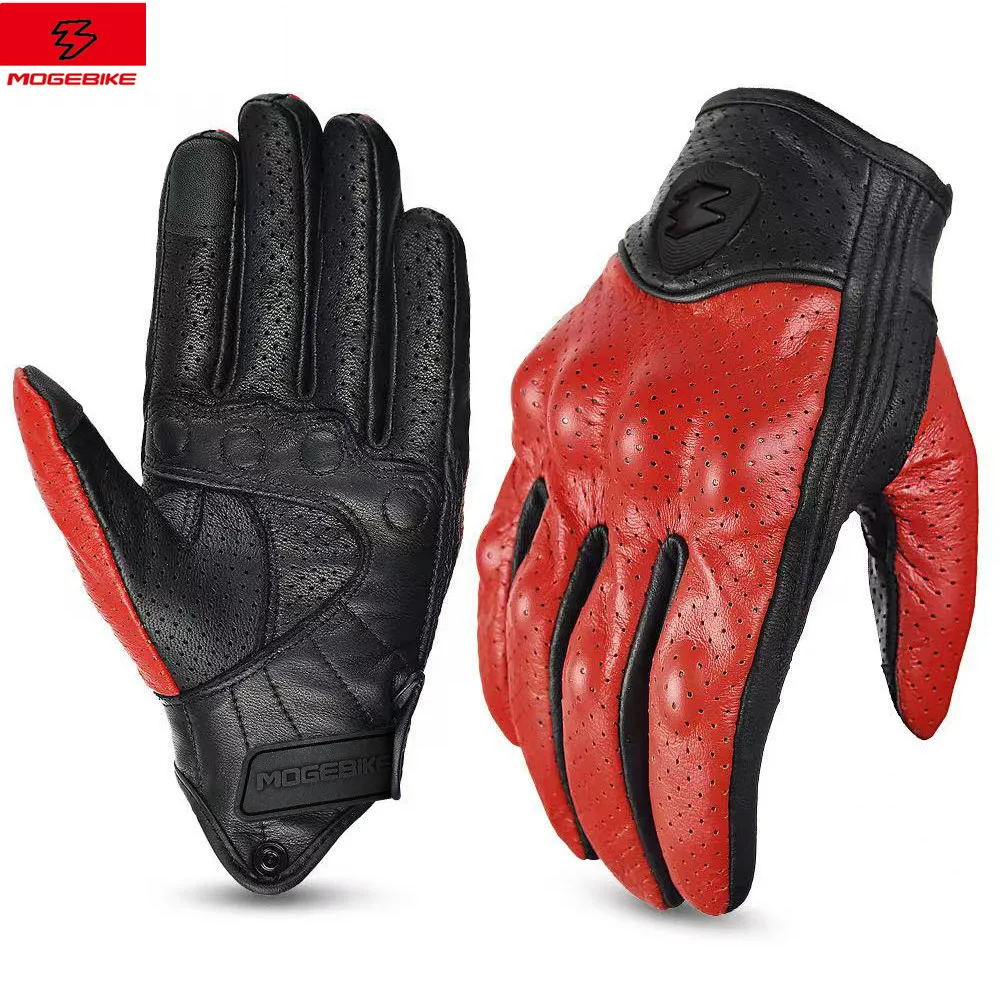 Retro Pursuit Perforated Real Leather Motorcycle Gloves Moto Waterproof Gloves Motorcycle Protective Gears Motocross Gloves gift