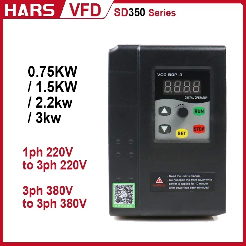 Variable Frequency Drive 1phase/3phase 220V 380V VFD 0.75/1.5/2.2/3KW Vector Frequency Converters Motor Speed Controller