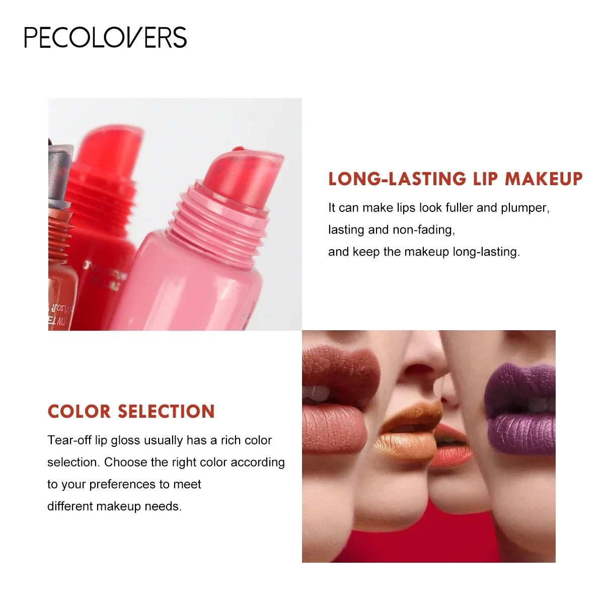 Lip Glaze Líquido de Peel-off de Longa Duração, Brilho Labial Impermeável, Manchado, Tatuagem, Maquiagem Cosmética Feminina