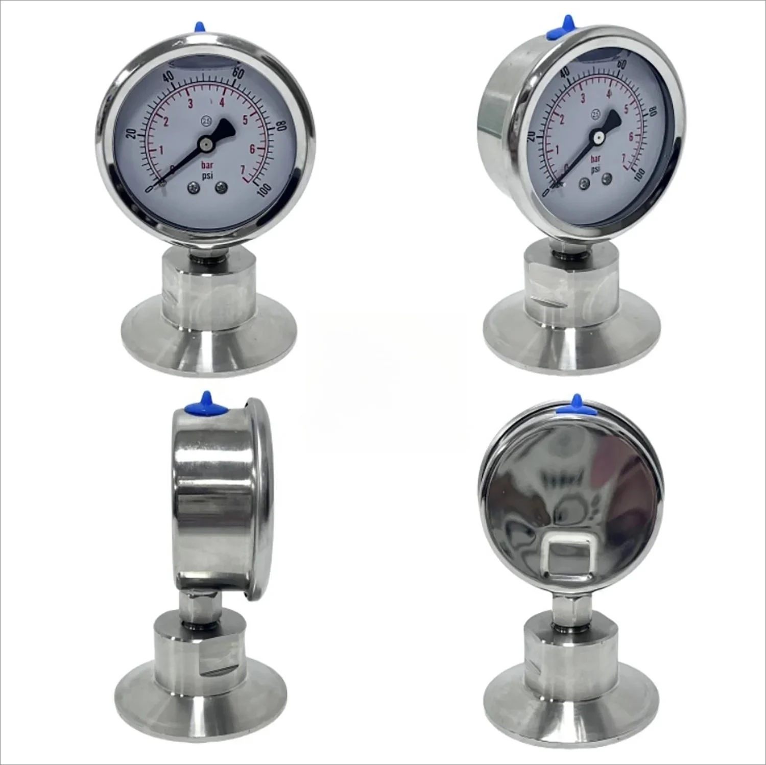 SS316L SS304 Stainless Steel Sanitary Grade Price Back Rigit Gauge Premium Pressure Gauges for the Food and Beverage Industry
