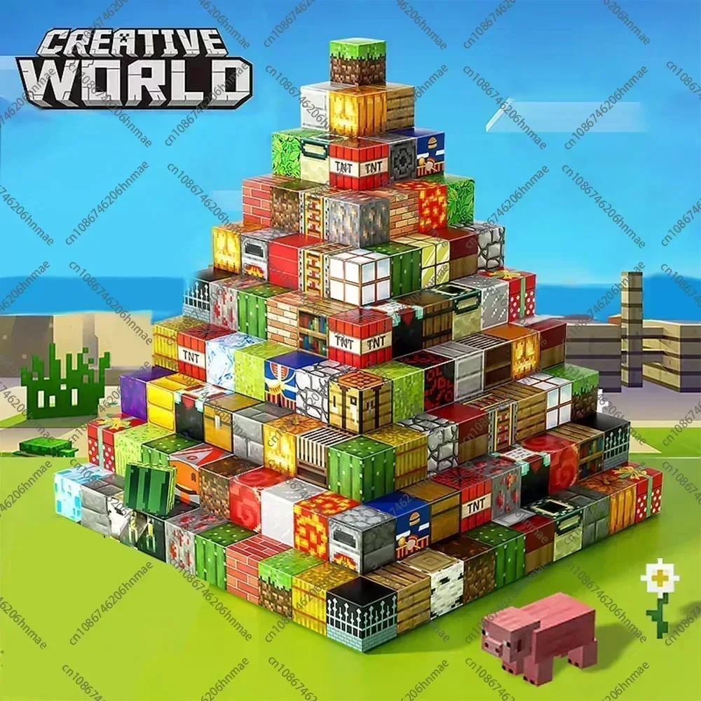 บล็อกอาคารแม่เหล็ก Mine World แม่เหล็ก Cube ชุดสําหรับเด็กผู้หญิงเด็กอายุ 3 + DIY รุ่นเด็ก Stem STEM Sensory ของเล่นของขวัญ