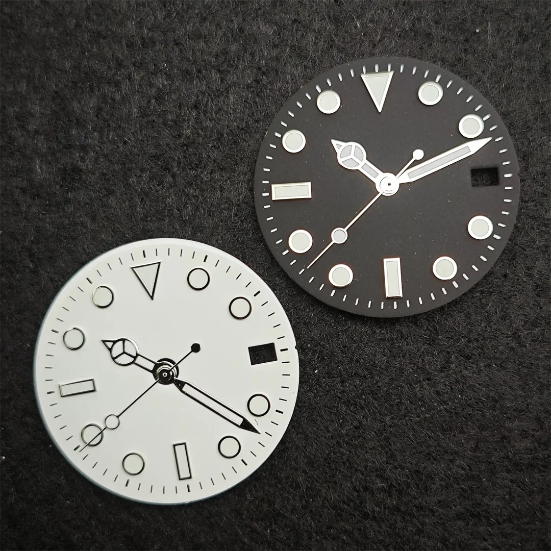 28.5 مللي متر NH35 لتقوم بها بنفسك ساعة ميكانيكية الطلب ووتش الأيدي مجموعة يخت الفرعية الهاتفي الأخضر مضيئة ساعة اكسسوارات لحركة NH35 / NH36