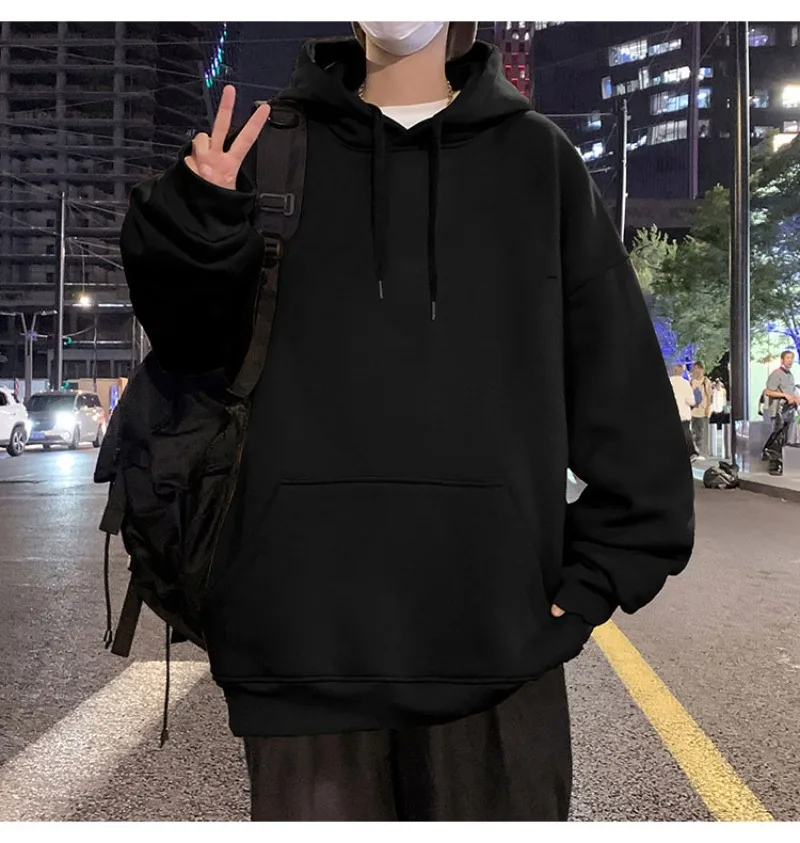 2025 جديد هوديس الربيع والخريف قمصان سويت شيرت بقلنسوة الرجال هوديي فضفاض بلون الكلاسيكية سترة الرجال معطف تنوعا الرجال