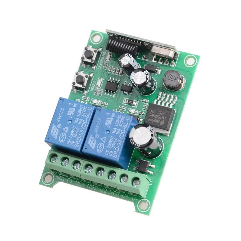 2 Channels 433MHz RF Wireless Remote Control Switch DC12V 24V 48V Relay Receiver DIY Controller for Garage Door Curtain Motor