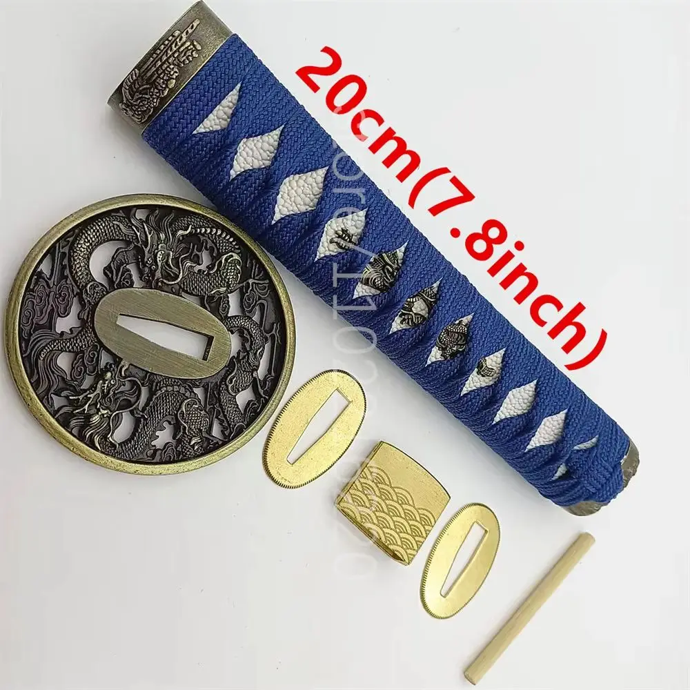 Nice Japan Wakizashi Sword Parts 20cm Tsuka Handle Alloy Tsuba Handguard Brass Habaki Seppa For Japanese Samurai Katana Fitting