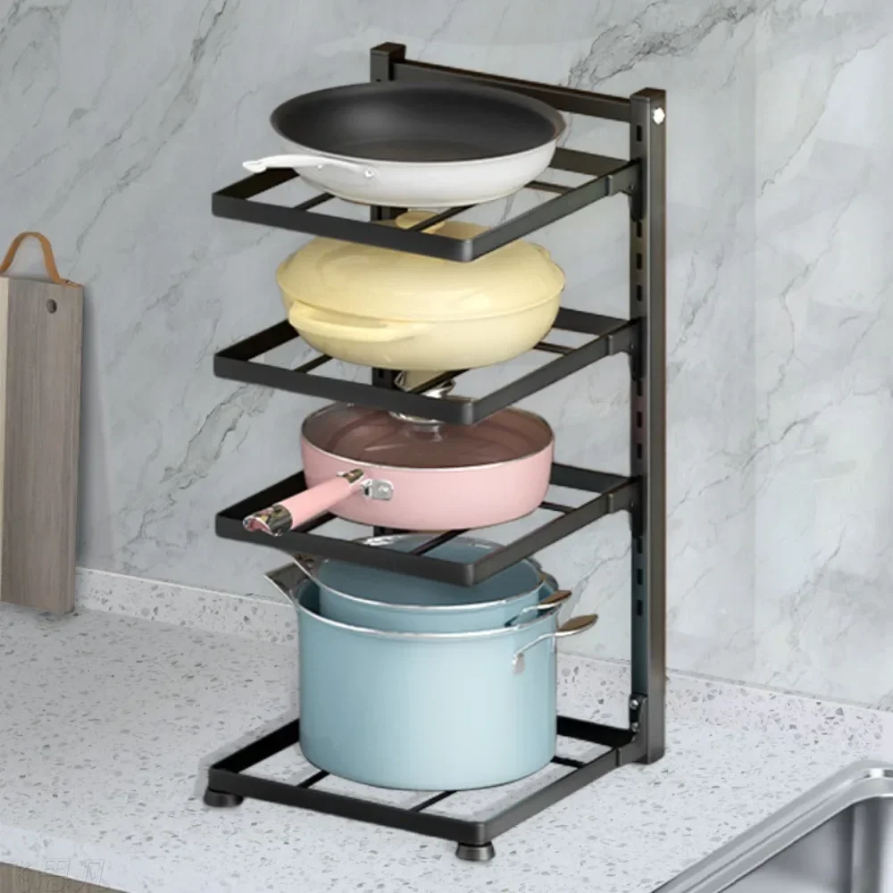 Kitchen Adjustable Pot Rack Organizer Multi-layer Cabinet Rack Holder Home Frying Pan Holder Pot Bowl Storage Racks