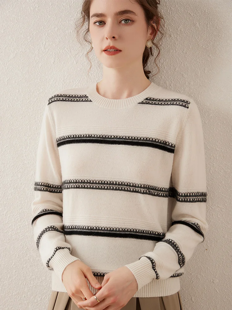 Damski sweter z cienkiego kaszmiru z dekoltem w szpic 100% kaszmirowy sweter z dzianiny Casual Basic Prosty styl Odzież damska na wiosnę