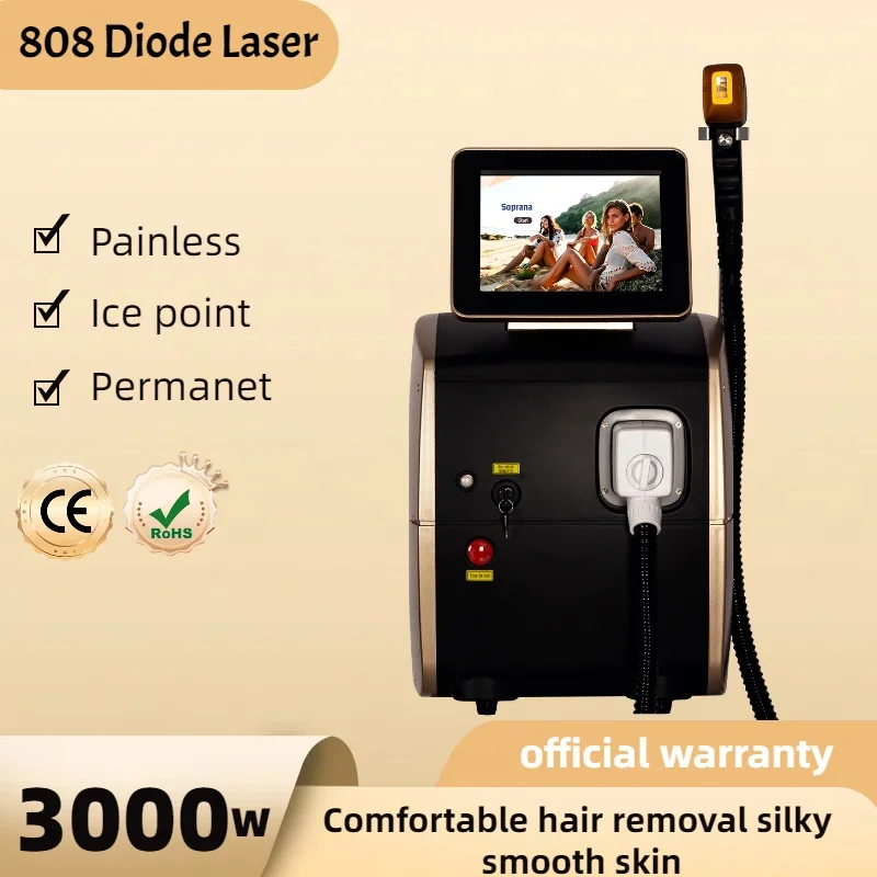 Depiladora 808nm Mesin Penghilang Rambut Laser Dioda Aman Permanen Tanpa Rasa Sakit 3 Panjang Gelombang Teknologi Es Platinum Perawatan Fisik