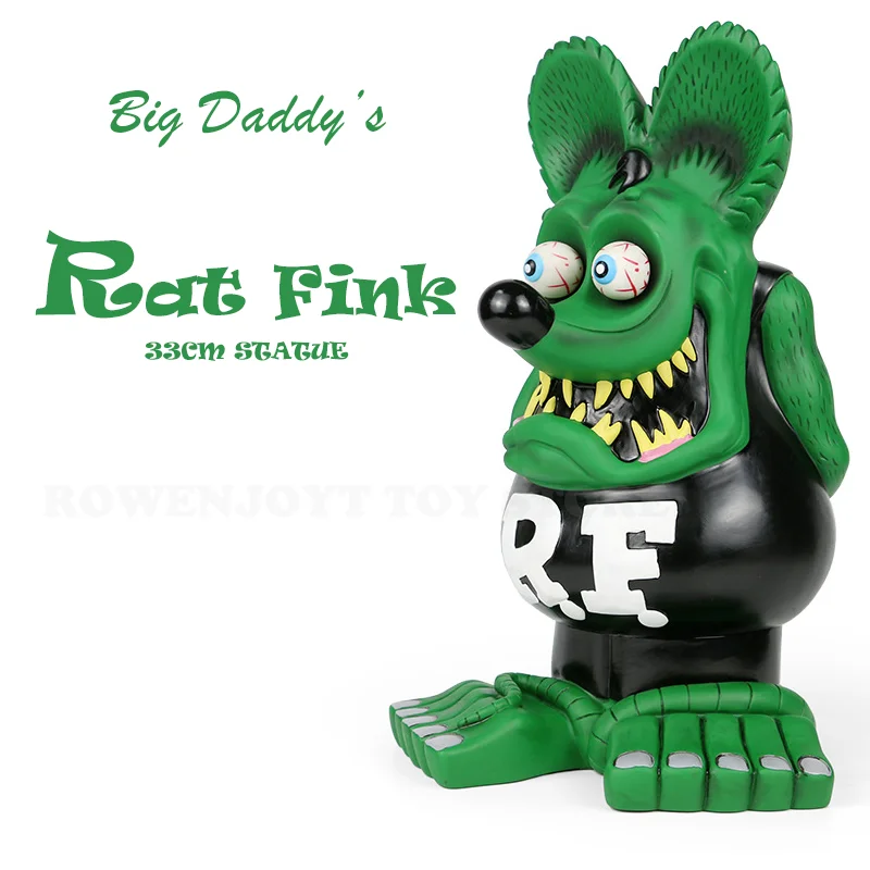 

Rat Fink 33cm Black Green Vinyl Big Model Doll Ornament Premium Edition RF Crazy Mouse Large Statue Gift Toy Collection Figure