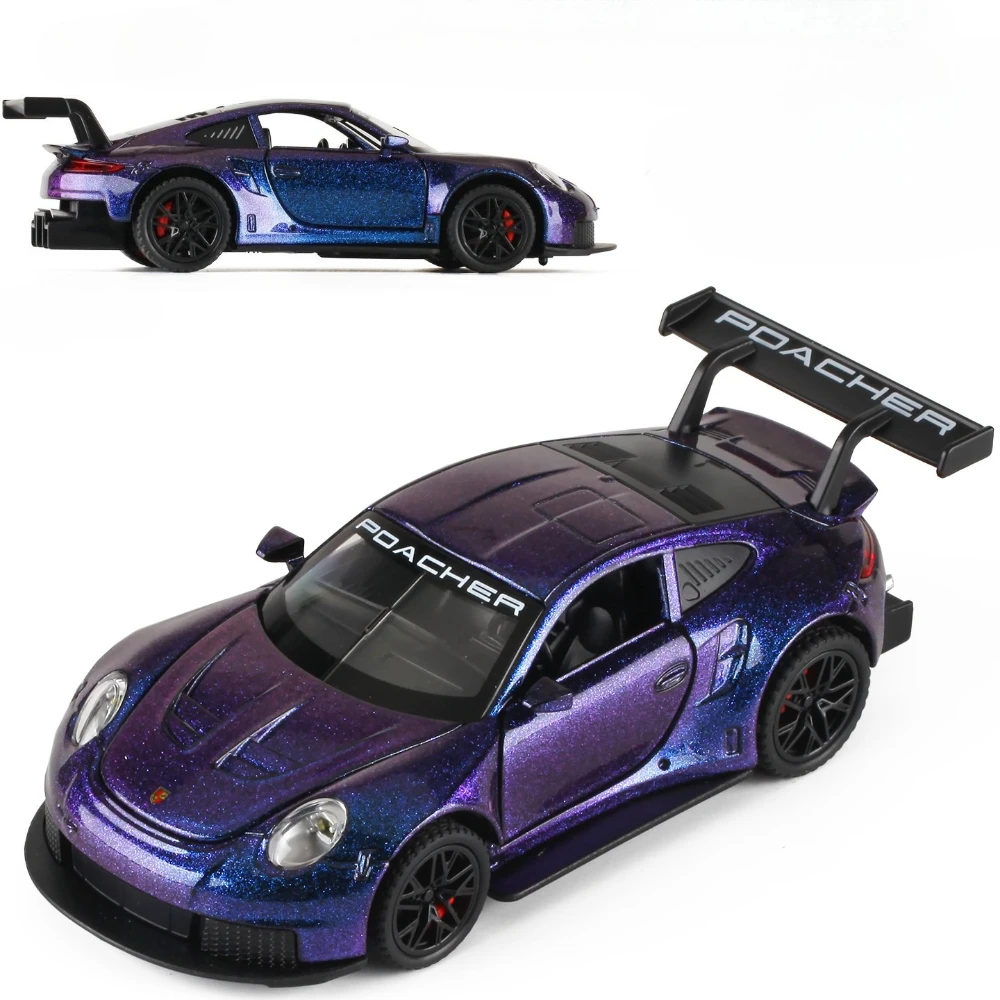 Modelo de coche deportivo GT3-RS 911 Targa 4S, escala 1:32, juguete con sonido ligero, coches de carreras fundidos a presión de aleación, colección de modelos, regalo para niños