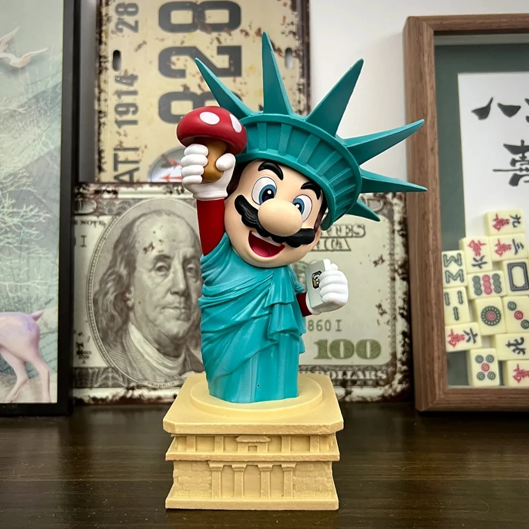 Statue of Liberty Mario Large Handheld Game Anime Plumber GK Sculpture Trendy Play Model Large Ornament Gift