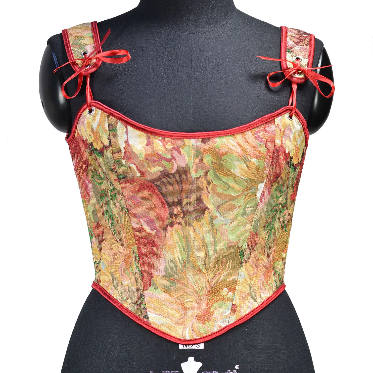 Chrysanthemum Women Pink Corset Tank Top Slimming Body Shaper Lace Up Tied Waist Trainer Girdle Teen Girl Victorian Bustier