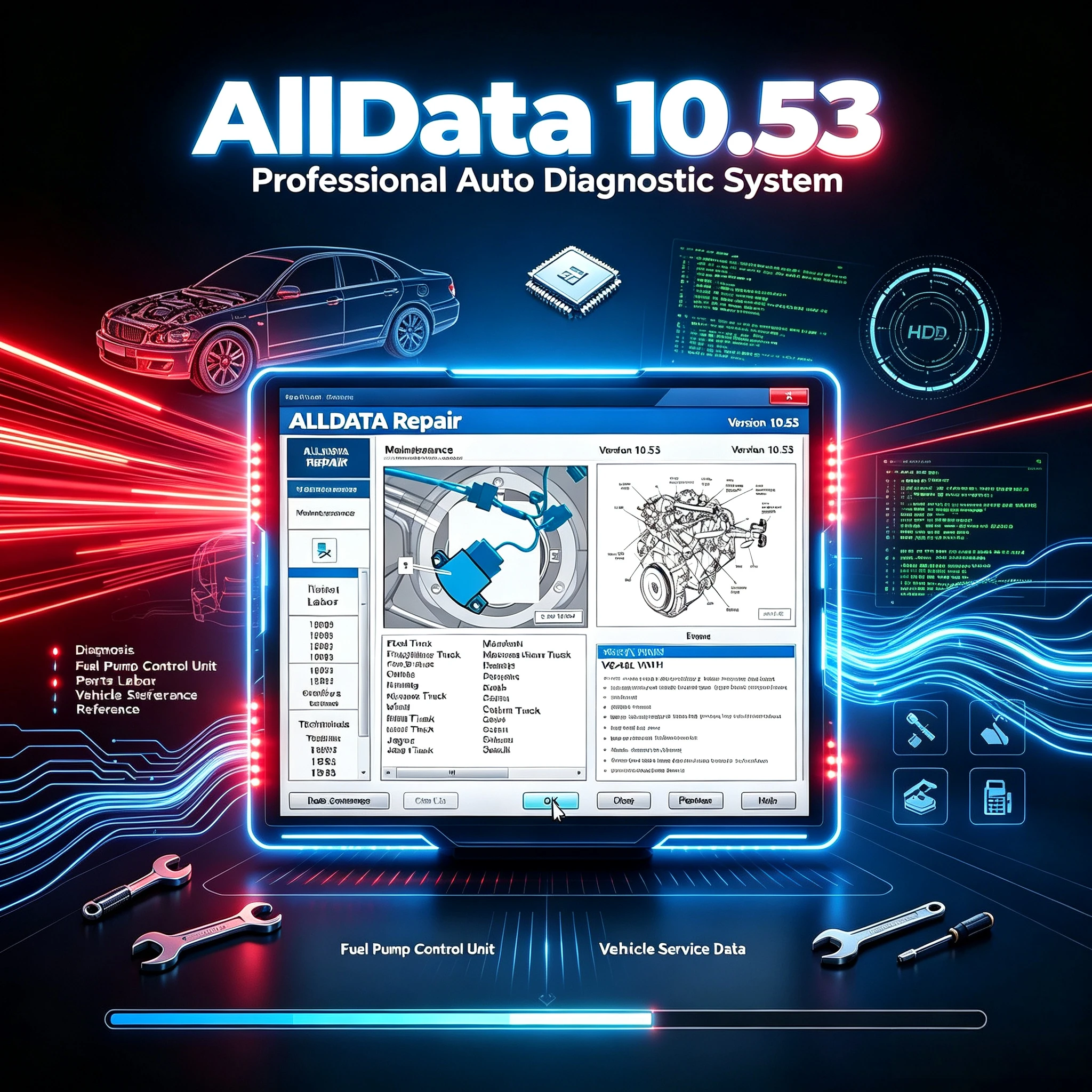 AllData 10.53 Automotive Diagnostic Software: Empowers full - fledged data technical support for cars and trucks with wirin