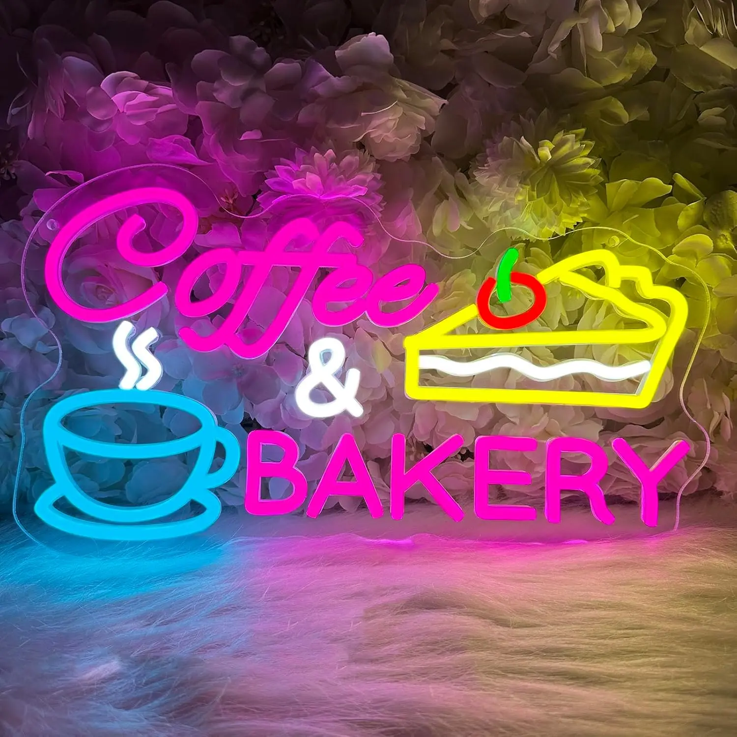Open Cake Bakery & Coffee Shop Neon Sign | LED Wall Decor Light for Front Door, Coffee Lovers Gift | USB Neon Light for Wall Art