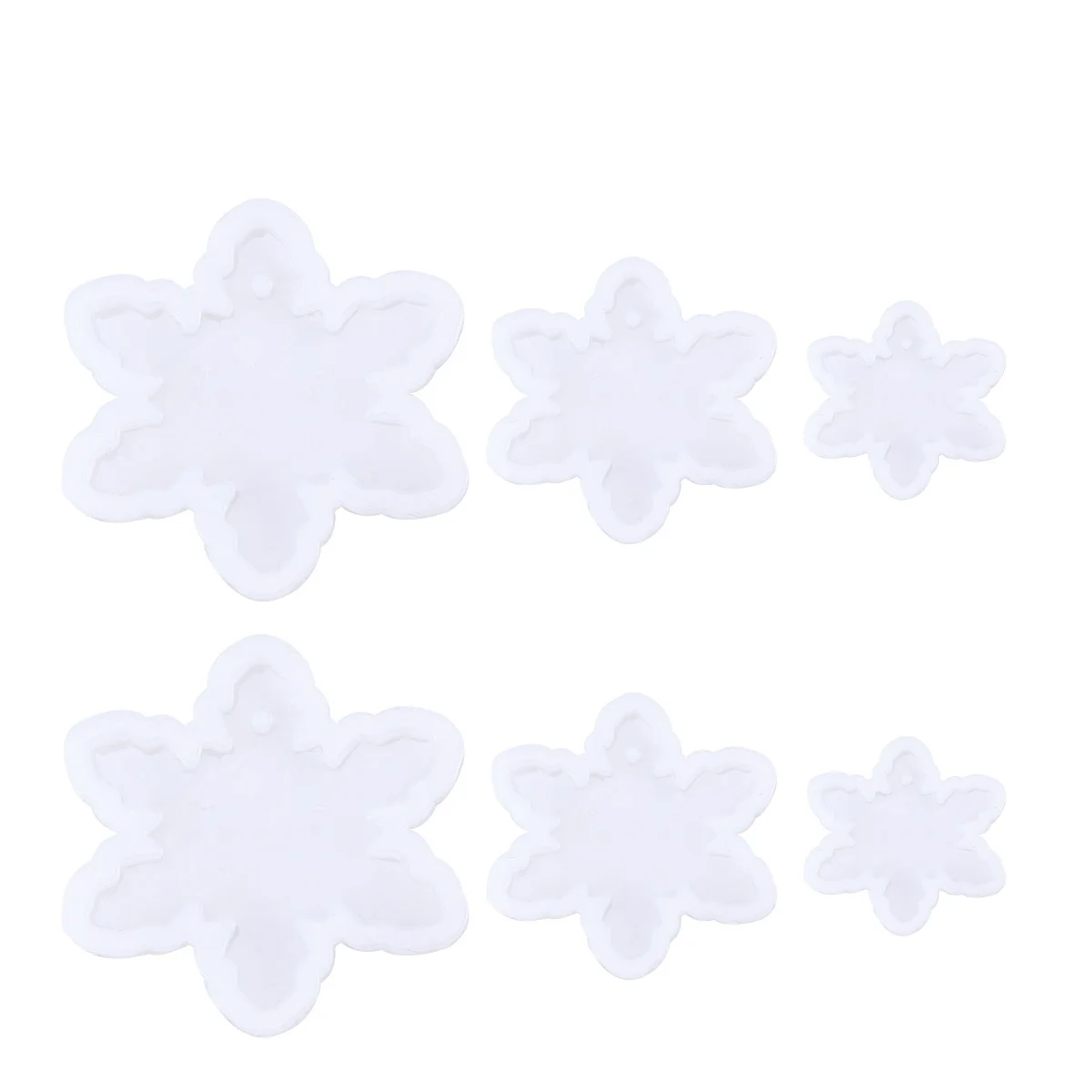 

6 Pcs Snowflake Stencil Silicone Mould Christmas Molds Casting Manual Pendant with Holes