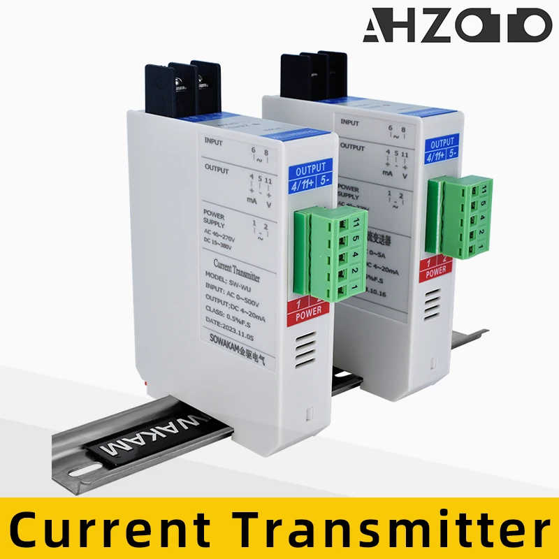 Sensore trasmettitore di corrente AC DC ingresso AC 0-5A 4-20mA uscita 0-10V DC 24V 220V trasduttore di tensione di alimentazione