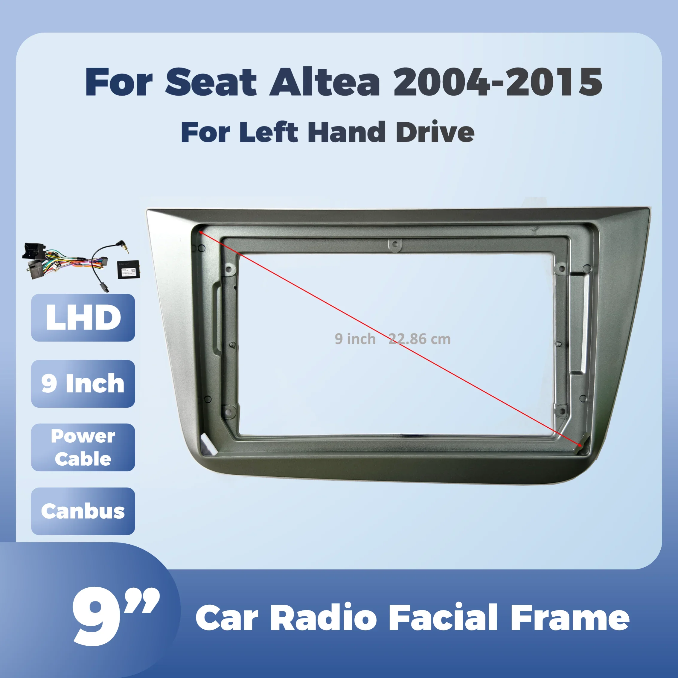 シートアルテア2004 2005 - 2012 2013 2014 2015用9インチフレーム2DINカーステレオパネル、オートオーディオダッシュキット取り付けフレームトリム