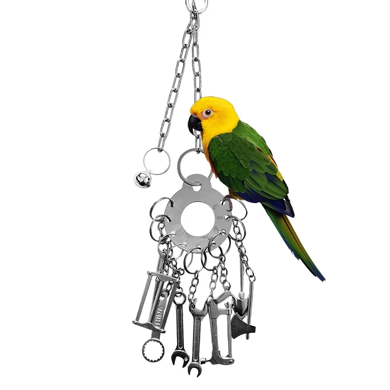 Papageienspielzeug, Nagen, Klettern, groß, mittelgroß, Diamantgrau, Maschine, Puzzle, Vogelkäfig, Präsentationsständer zum Aufhängen