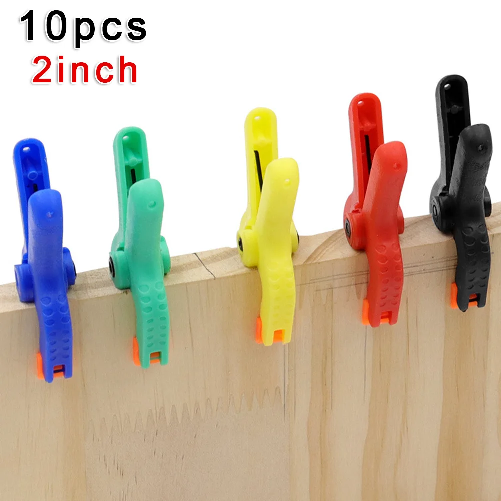 10-Pack 2 Inch for Spring Clamps, Mixed Color Plastic Nylon Hand Tools With Textured Grip For Woodworking, Photography