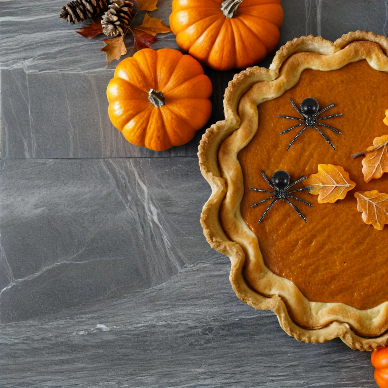 

2Pcs Halloween Crystal Spider Ornaments Alloy Natural Obsidian Ball Lifelike Decoration Halloween Spider Statue