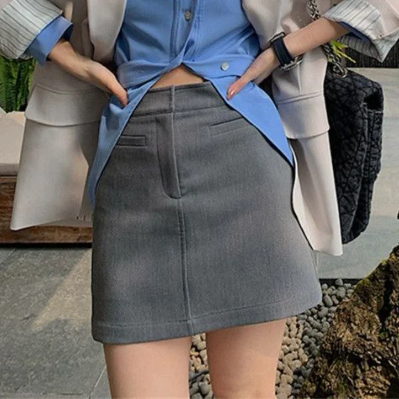 A-line Mini Skirts Women Solid High Waist Hotsweet Vintage Summer Preppy Style Streetwear Popular Office Ladies Daily All-match