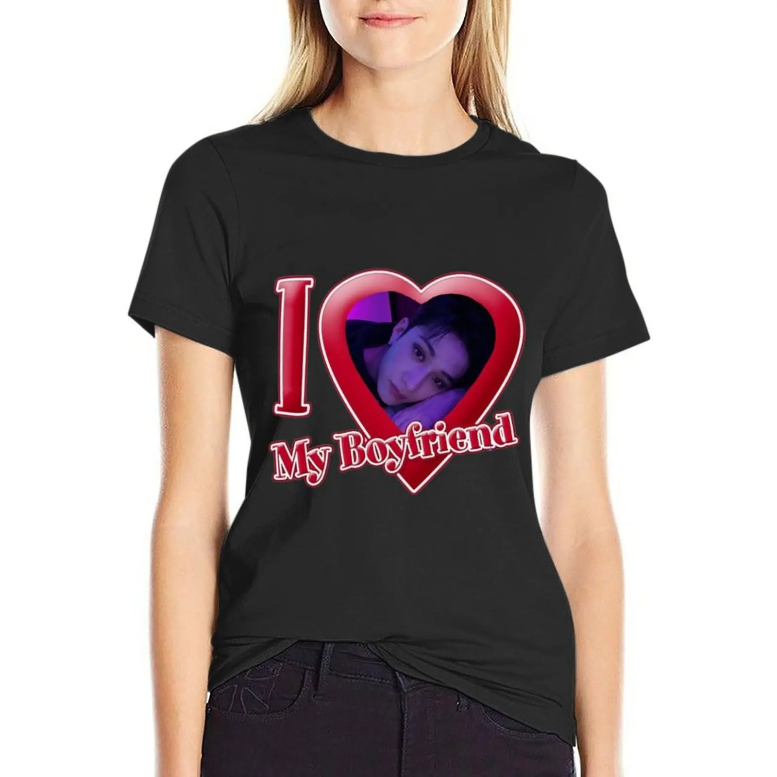 

I love my boyfriend (bang chan) T-Shirt cute clothes animal prinfor summer tops anime clothes graphic t-shirts for Women