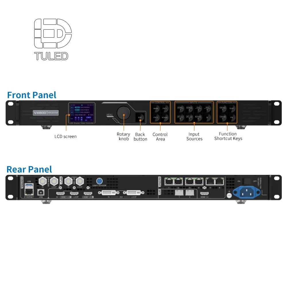 Low Latency Full Color Led Video Processor Novastar VX600 For Led Advertising Control