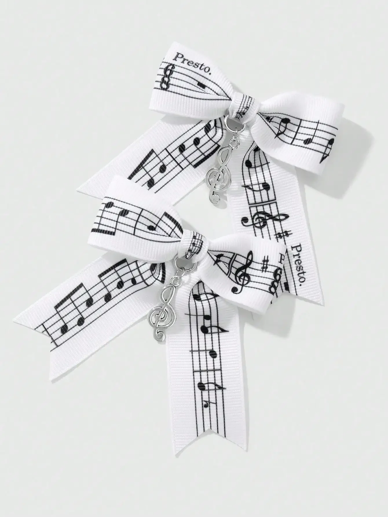 

2pcs Musical Note Bowknot Hair Clips For Women Vintage Chic Side Clip Set