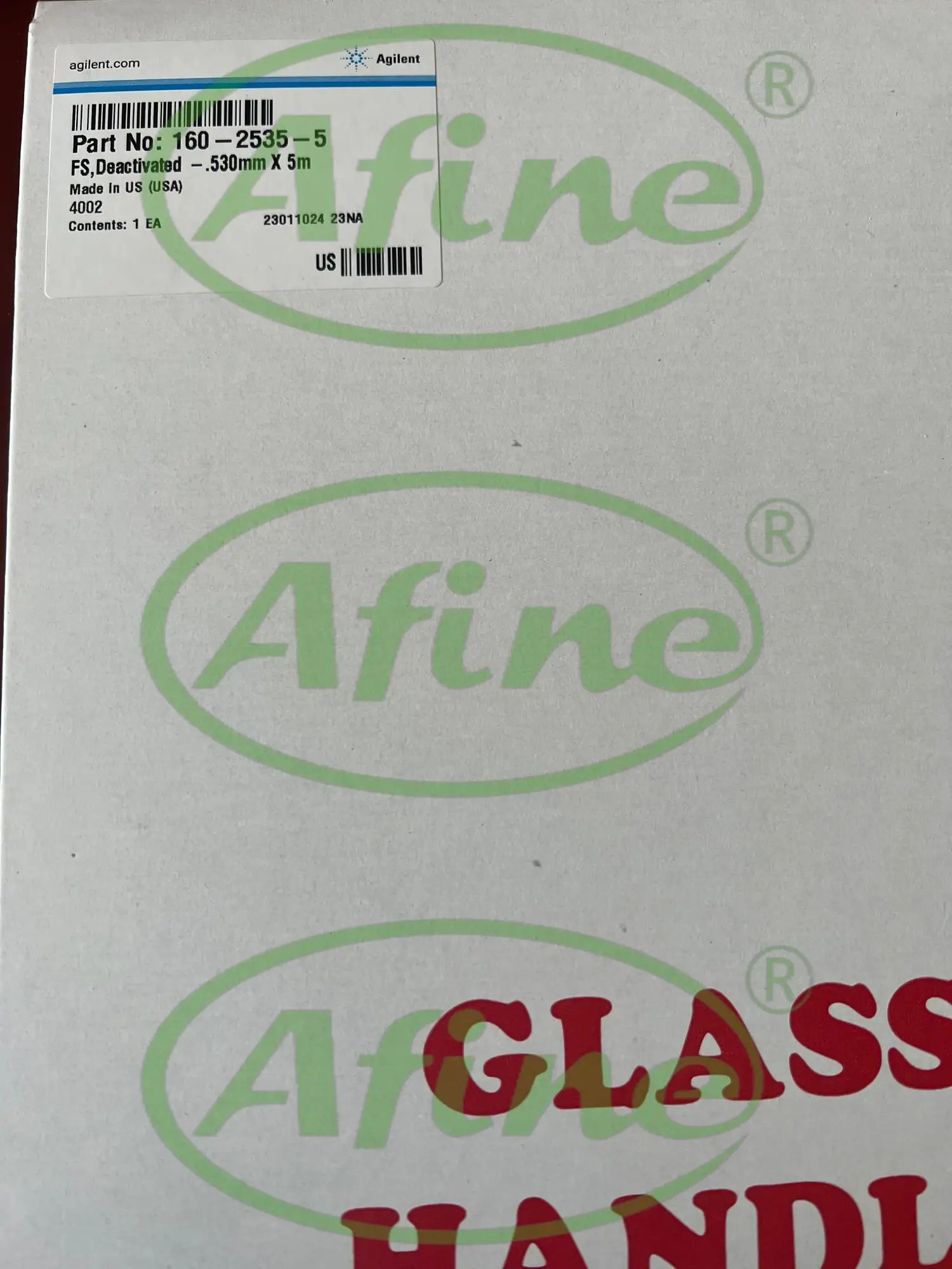 AFINE Agilent Retention gap in line, 160-2535-5, ท่อซิลิกาผสม, 5 ม., 0.53 มม., OD 0.67 มม.