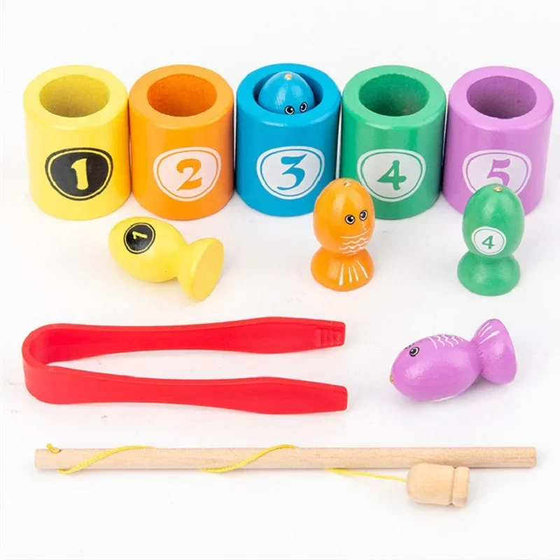 Jeu de pêche magnétique Montessori en bois pour enfant, jouet d'apprentissage précoce, avec document numérique, leone nition