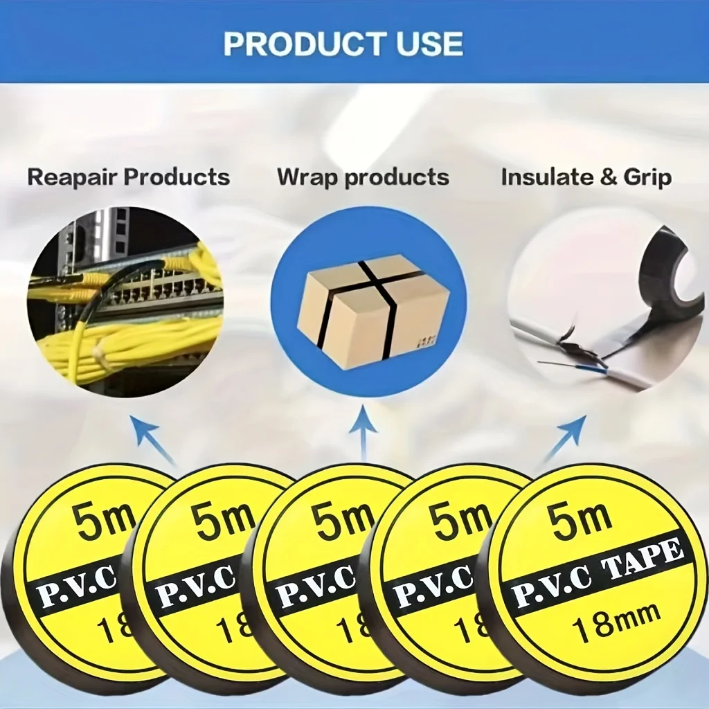 

10 шт., электрическая лента, огнестойкая электрическая лента для дома и улицы, высокая термостойкость, черная водонепроницаемая лента премиум-класса