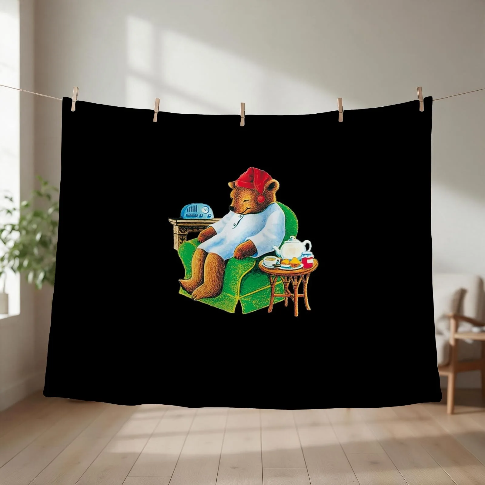 celestial seasoning sleepytime tea bear Pullover Throw Blanket couch cozy soft plush fuzzy picnic outdoor blanket